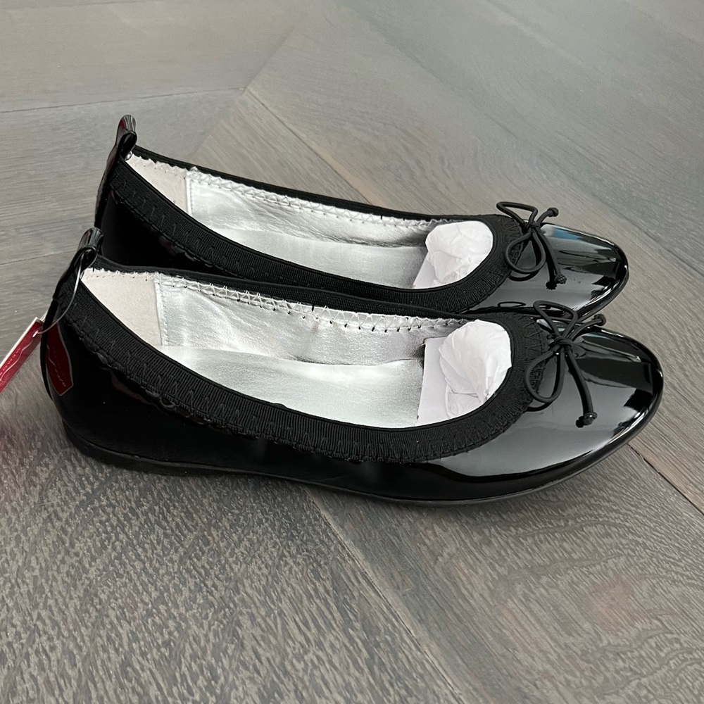 Girls Nina Esther Black Patent Ballet Flats Kids Size 3